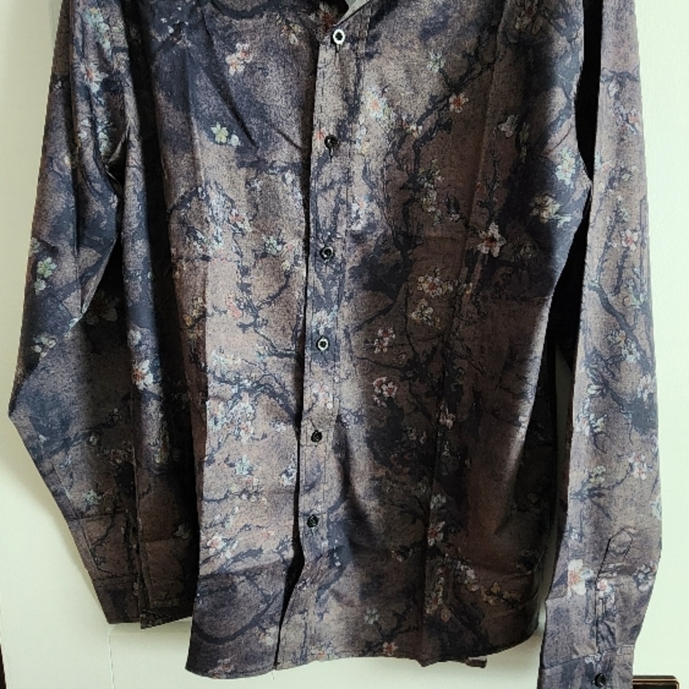 Mens Floral Pattern Long Sleeve Shirt